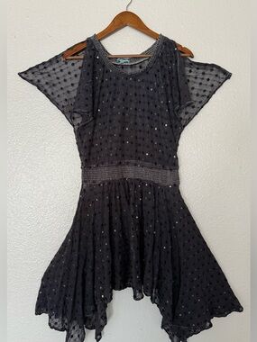 LEIFNOTES by AnthropologieWomen’s Black Mini Dress with Sequin Dot Detail size 8